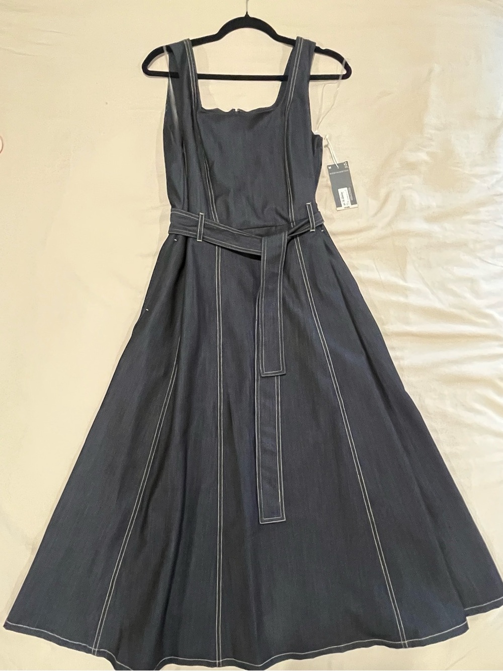 Worthington Contrast Stich Sleeveless Midi Dress with Belt